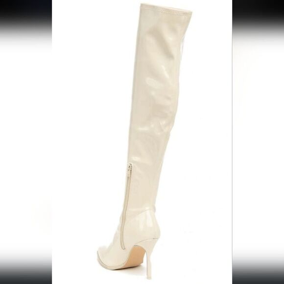 New STEVE MADDEN Stiles Tall Boot (Women) shiny off white size 5 - Picture 4 of 7